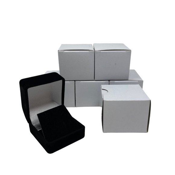 6 Black Flocked Earring Gift Boxes Jewelry Box New - Picture 1 of 6